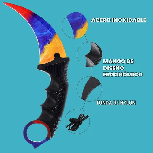 Vista 8 de Cuchillo Karambit de hoja fija de 3 piezas, herramienta de campamento, cuchillo de caza al aire libre con funda y cable, adecuado para senderismo