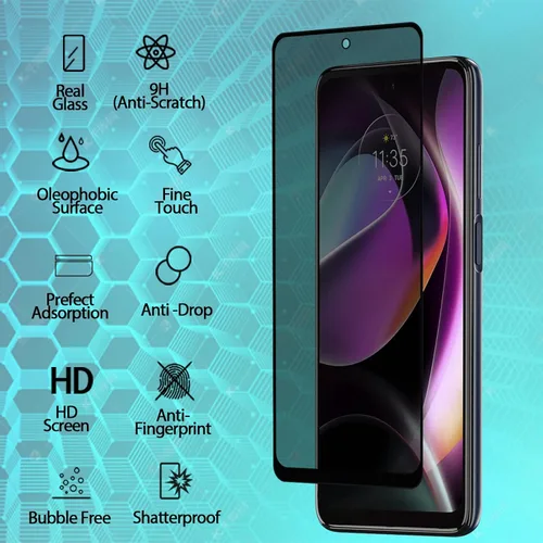 Vista 2 de Paquete de 2 protectores de pantalla de privacidad para Motorola Moto G 5G 2022 [dureza 9H] HD [negro] película de vidrio templado privado antiespía