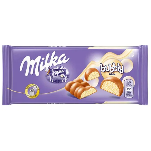 Vista 2 de Milka Bubbly Chocolate Blanco, 95g/3.35oz (PACK DE 5)