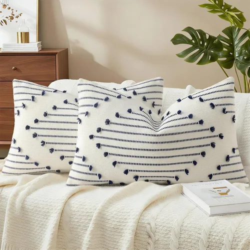 Vista 19 de Mecatny Juego de 2 fundas de almohada bohemias de verano para exteriores, 16 x 16 pulgadas, fundas de almohada decorativas para sofá, sala de estar