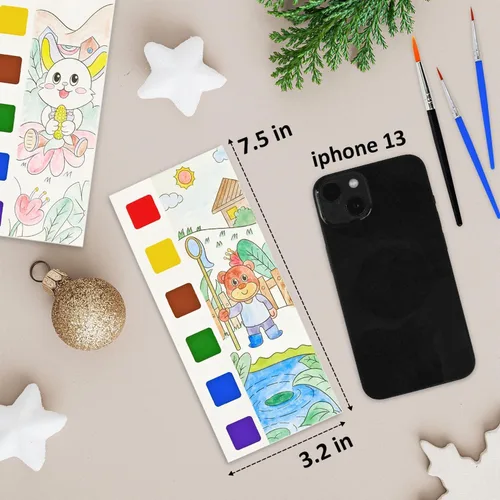 Vista 2 de Vileafy Recuerdos de fiesta de pintura sin desorden para niños de 4 a 8 años, libro para colorear con agua de animales con 21 pinceles, kit