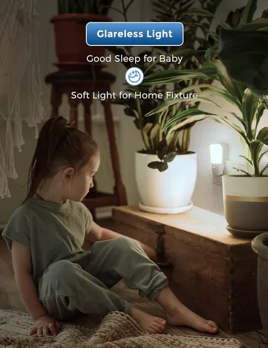 Vista 4 de LOHAS-LED Paquete de 4 luces LED de noche regulables, enchufe con sensor de atardecer a amanecer, blanco, plástico, estilo moderno, brillo de 80