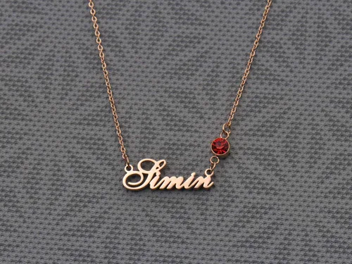 Vista 6 de LikeFun - Collar personalizado con nombre de placa de nacimiento para niñas, acero inoxidable, Rose gold