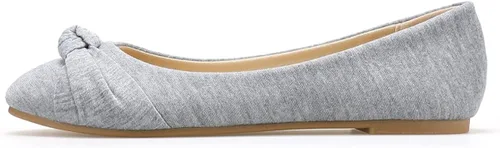 Vista 3 de Zapatos planos de ballet para mujer - Zapatos de vestir clásicos con puntera redonda anudados en la parte delantera de lona - Bonitos zapatos