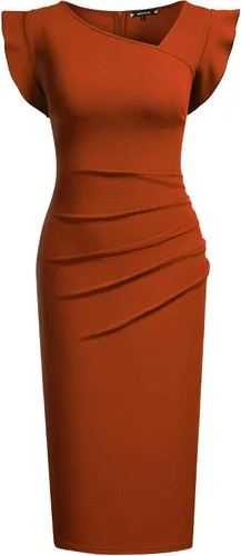 Vista 4 de Miusol Vestido de trabajo delgado estilo retro con volantes para mujer