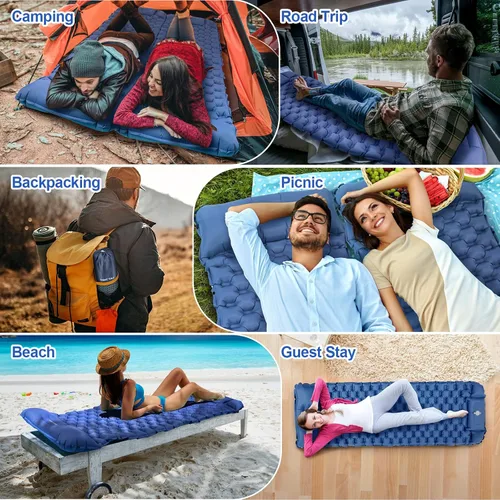 Vista 7 de Night Cat Colchonetas Inflables para Dormir con Almohada y Bomba de Pie para Camping, Mochilero, Senderismo, Ultraligera, Compacta, Cómoda