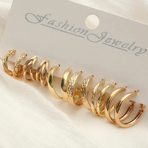 Vista 9 de KOSMOS-LI Juego de 60 joyas chapadas en oro con collares de disfraces, pulseras, aretes, anillos de nudillos para mujer