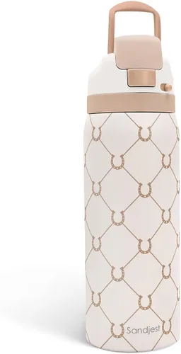 Vista 31 de Botella de agua aislada de acero inoxidable SANDJEST con pajita para deportes y viajes, la mejor tía de siempre, 946ml, regalos para mujeres, día