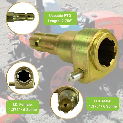 Vista 2 de Extensor Pto, hembra de 1-3/8 pulgadas y 6 spline, macho 1-3/8 pulgadas y 6 spline, 70 CV
