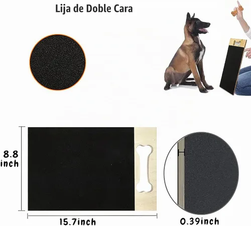 Vista 2 de Tabla para rascar uñas de perro, lima de doble cara para patas de perros, almohadilla de arena de dos caras, 15.7 x 8.8 pulgadas, divertido cuidado