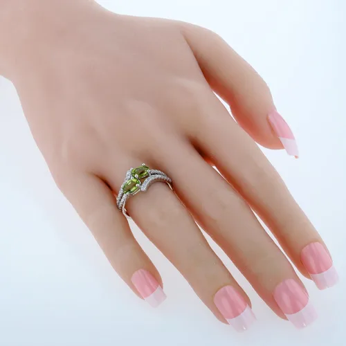Vista 2 de Peora 925 Sterling Silver Forever Us Two-Stone Ring for Women, Oval Shape, Various Gemstones, Sizes 5 to 9