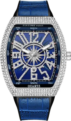 Vista 2 de Gosasa Reloj Tonneau único de moda para hombre con diamantes de imitación de cuarzo con correa de goma