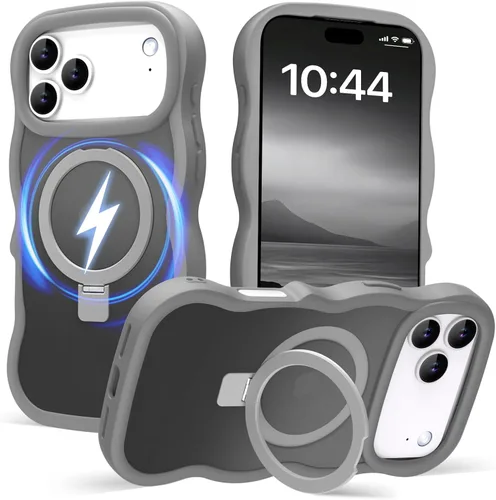Vista 83 de Magsafe - Funda magnética para iPhone 12 Pro Max, compatible con Magsafe con marco ondulado, translúcido, mate, parte trasera dura, de silicona, a