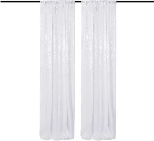 Vista 21 de Cortinas de Fondo de Lentejuelas Negras Cortinas Brillantes con Purpurina 2FTx8FT 2 Paneles para Decoraciones de Bodas Fiestas de Cumpleaños
