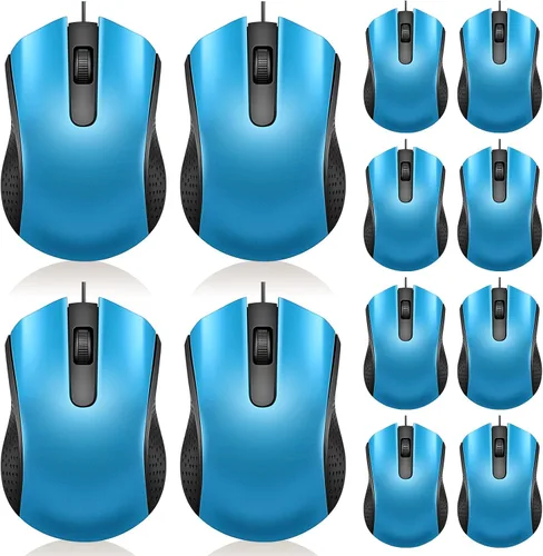 Vista 12 de Hoteam Ratón de computadora con cable, cable a granel, USB, mouse ergonómico con cable para PC, computadoras, portátiles, juegos, oficina, Negro