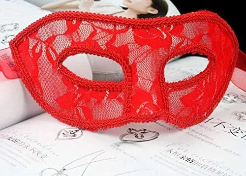 Vista 2 de Men's Black White Red Translucent Masquerade Simple Fashion Half Face Mask