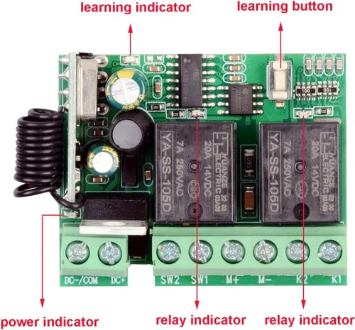 Vista 3 de Interruptor de control remoto de motor de 8V CC 12V 24V 36V para control de actuador lineal, relé de 10A de avance y retroceso de motor de 433MHz