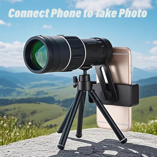 Vista 4 de Telescopio monocular de alta potencia 16X52, monoculares compactos de prisma HD para adultos, negro