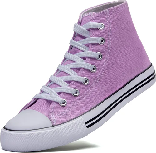 Vista 2 de Women's High top Sneakers Classic High Tops Canvas Shoes for Women Lace up Tennis Shoes Fashion Canvas Sneakers Casual Shoes for Walking