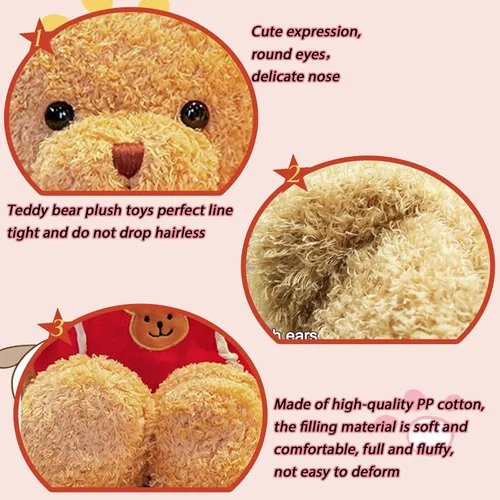 Vista 3 de Oso de peluche animales de peluche suaves y lindos juguetes de peluche de 11.8 pulgadas