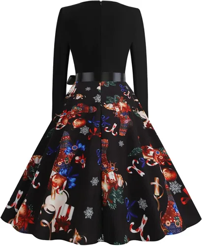 Vista 4 de Ropa de otoño para mujer 2022, vestido vintage de manga larga de Navidad de los años 50, vestido de fiesta de noche de fiesta de graduación