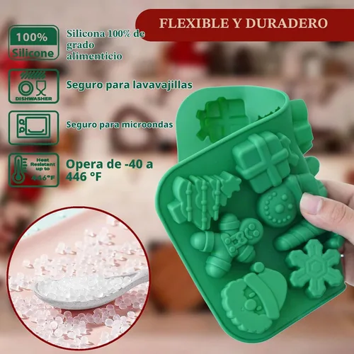 Vista 2 de HKNMTT Moldes de silicona para chocolate de Navidad, 2 piezas de moldes para hornear caramelos, molde en forma de árbol de Navidad 3D, bastón