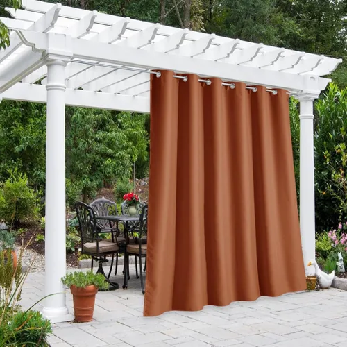 Vista 139 de NICETOWN Cortina para Exteriores para Patio Impermeable de 84 Pulgadas de Ancho, Aislamiento Térmico con Ojales Antioxidantes Bloqueo UV Cortina
