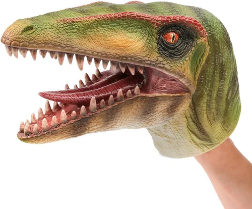 Vista 10 de Gemini&Genius Juguetes de dinosaurio Tyrannosaurus Rex marionetas de mano grandes de goma suave T-Rex cabeza de mano marioneta de mano juguetes