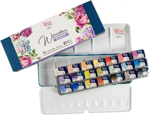 Vista 9 de Rosa Gallery Set de Pintura de Acuarela Profesional para Paisaje, 21 Colores de 2.5 ml, Kit de Pinturas de Alta Resistencia a la Luz para Artistas