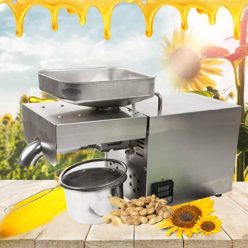 Vista 10 de Máquina de prensa de aceite de 110 V, máquina de aceite comercial resistente, extractor de aceite automático, extractor de aceite de acero