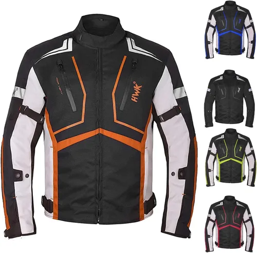Vista 11 de HWK Chaqueta de motocicleta para hombres y mujeres Scorpion con tela Cordura para enduro, motocross, conducción de motocicleta, Verde de alta Verde