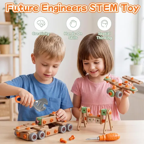 Vista 3 de CUTE STONE Juego de herramientas para niños 158PCS con taladro de juguete