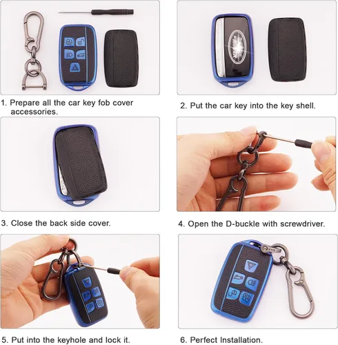 Vista 5 de EKALA Funda para Llavero de TPU Suave de Protección Completa con Keychain, Azul, Azul