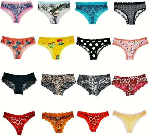 Vista 4 de Dircho Ropa interior para mujer, paquete variado de tangas con ribete de encaje, bragas hipsters y más surtidos a granel