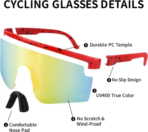 Vista 4 de Gafas de sol para hombres, mujeres, adolescentes de niños y niñas, gafas de sol deportivas de béisbol geniales para softbol, pesca, fútbol