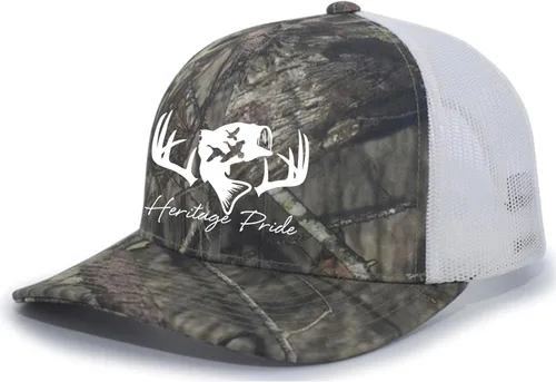 Vista 19 de Heritage Pride Sombrero de camionero de malla bordada para hombre de caza de pato de pesca de ciervos