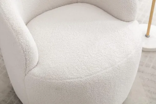 Vista 52 de Silla giratoria decorativa, moderna silla tapizada de barril con respaldo ergonómico y cojín cómodo, sillón individual de ocio para sala de estar