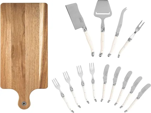 Vista 11 de French Home Laguiole - Cuchillo de pan de madera de Pakka negro con tabla de pan de bambú