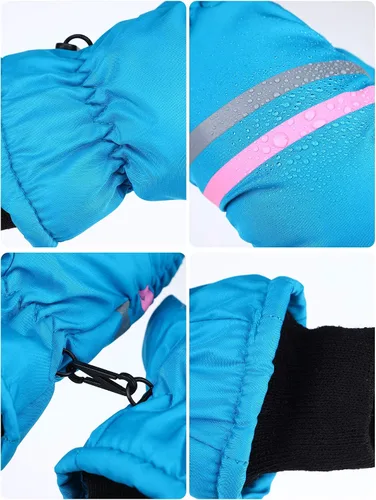 Vista 5 de SATINIOR 6 pares de guantes de nieve de invierno para niños, impermeables, cálidos, guantes de esquí unisex para clima frío