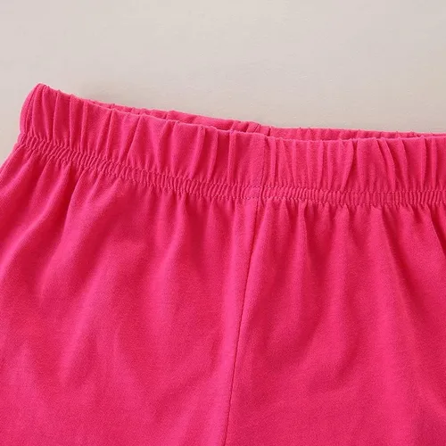 Vista 4 de Ysoea Conjunto de 2 piezas de camiseta gráfica de manga con volantes y pantalones cortos a cuadros, camiseta de punto bordada y pantalones cortos
