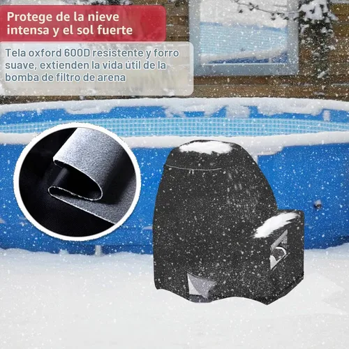 Vista 3 de Bitubi Cubierta de invierno para bomba de filtro de arena con forro de felpa, cubierta impermeable para bomba de piscina, protege de la nieve severa