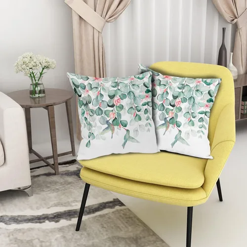 Vista 5 de Giwawa Fundas de almohada de eucalipto de acuarela de pájaros, fundas de almohada de lino de 18 x 18 pulgadas, fundas de almohada de rosas florales