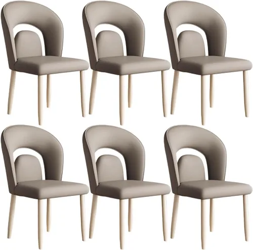 Vista 22 de YVYKFZD Leather Dining Chairs, Kitchen Chairs Set with Curved Back, Upholstered Dining Room Chair, Armless Comfy Side Chair, for Living Room, Dark
