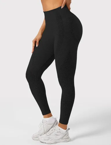 Vista 58 de HIGORUN - Leggings sin costuras para mujer, moldeadores, con diseño gráfico de sonrisas, de cintura alta, para el gimnasio, yoga o hacer ejercicio