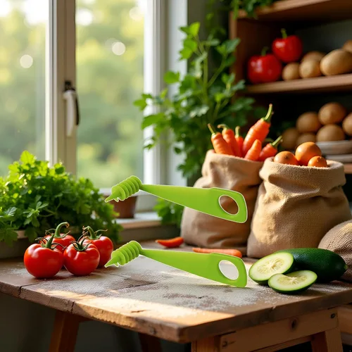 Vista 3 de 2 piezas de cortador verde manual tornillo espiral rebanador patata zanahoria pepino verduras cuchillo espiral accesorios de cocina herramientas