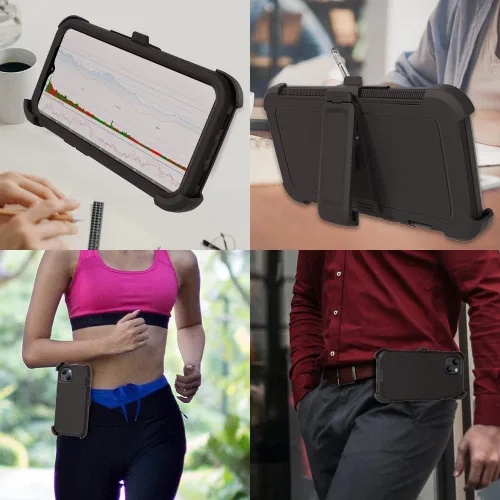 Vista 6 de Compatible con iPhone 13 de 6.1 pulgadas, con protectores de pantalla, resistente, rugosa, a prueba de golpes, protección completa, funda