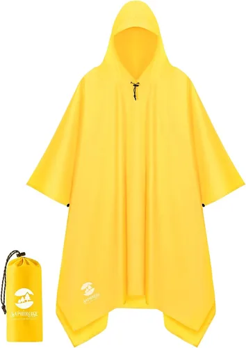 Vista 14 de SaphiRose Poncho de lluvia con capucha, impermeable, para hombres, mujeres y adultos Algas Azul 1 Pack