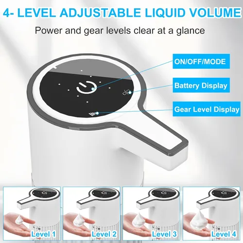 Vista 3 de HOMELYLIFE Dispensador automático de jabón espumoso, dispensador de jabón sin contacto de 13.53 oz/13.5 fl oz con 4 niveles ajustables, dispensador