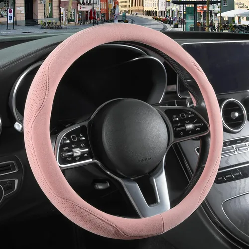 Vista 18 de Funda para volante en forma de D de gamuza negra de 13.5 a 14 pulgadas Warm in Winter and Cool in Summer, Small Felt Car Accessories, Breathable