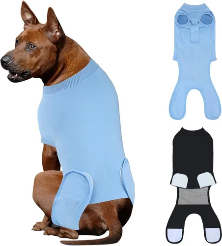 Vista 35 de Paquete de 2 unidades de algodón transpirable para perros de recuperación para después de esterilizar heridas abdominales, protectores profesionales